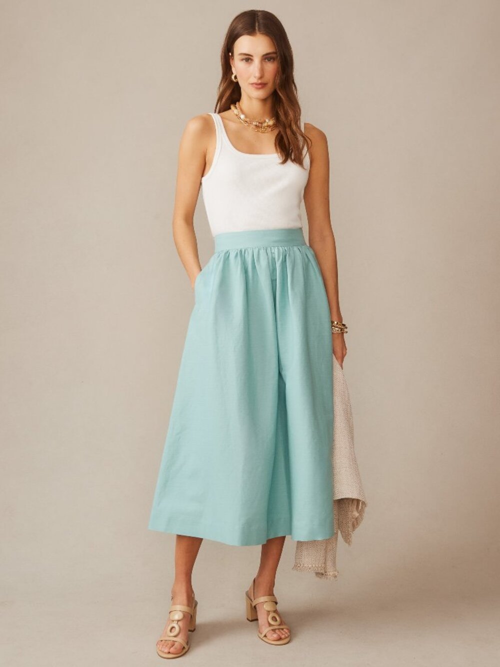 J McLaughlin Winnie Linen Blend Skirt - Seafoam NEW